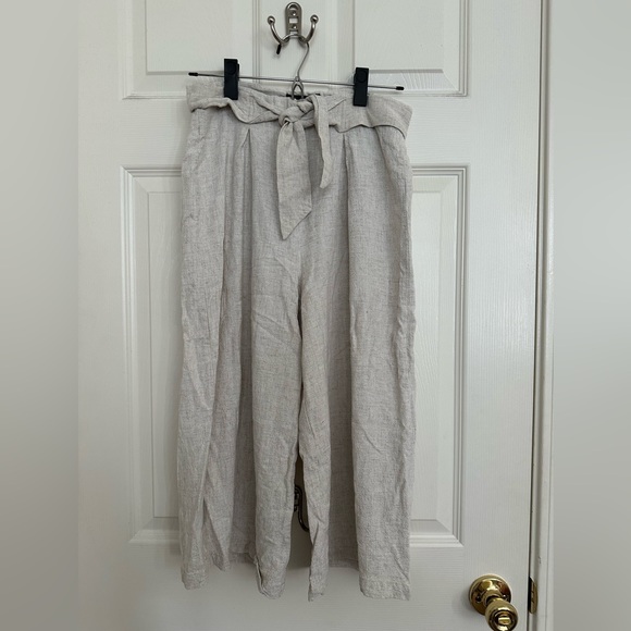 Linen blend high waist capri pants - Picture 1 of 3